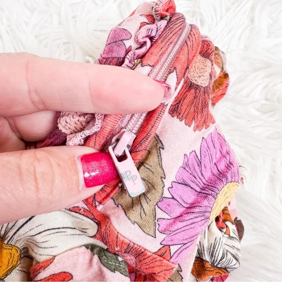 Posh Peanut | “Della” Floral Print Footie Ruffled Zippered One Piece - Picture 3 of 8